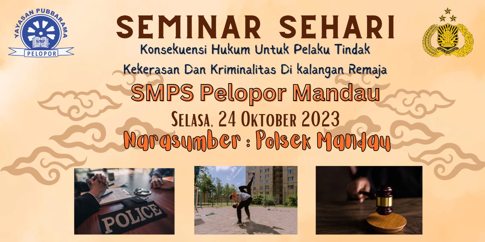 MENGANTISIPASI TINDAK KEKERASAN DAN KRIMINALITAS DI KALANGAN REMAJA, SMPS PELOPOR MANDAU BERSAMA POLSEK MANDAU GELAR SEMINAR SEHARI