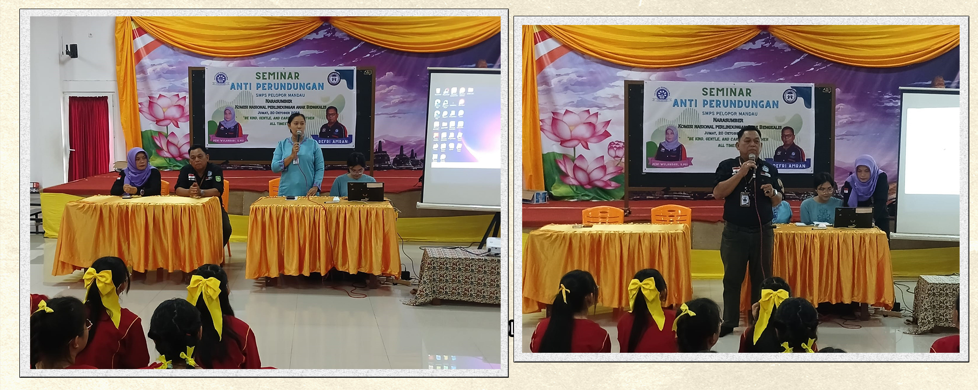MENGANTISIPASI PERILAKU BULLYING DI SEKOLAH  SMPS PELOPOR MANDAU MENGADAKAN SEMINAR ANTI PERUNDUNGAN